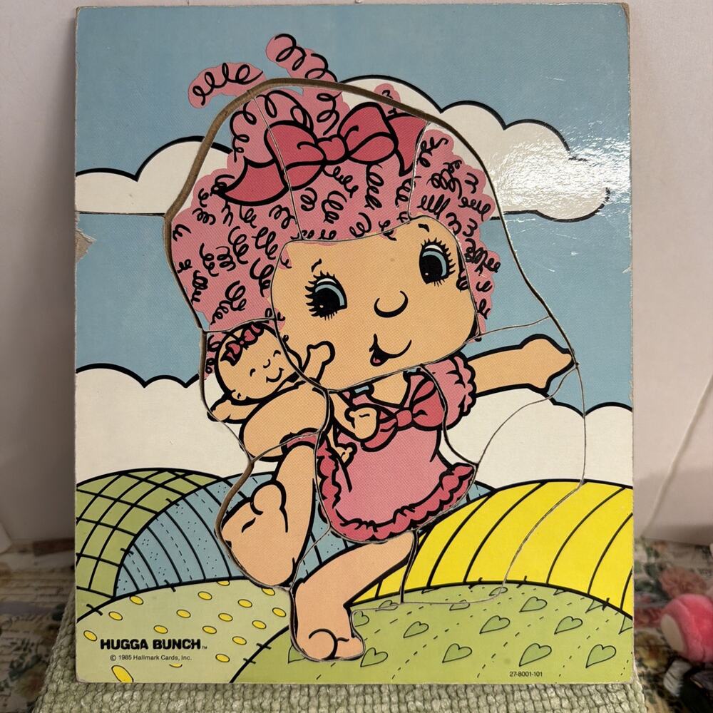 1985 Hugga Bunch Puzzle Hallmark Vintage Wooden Play Preschool 10 Piece Huggins